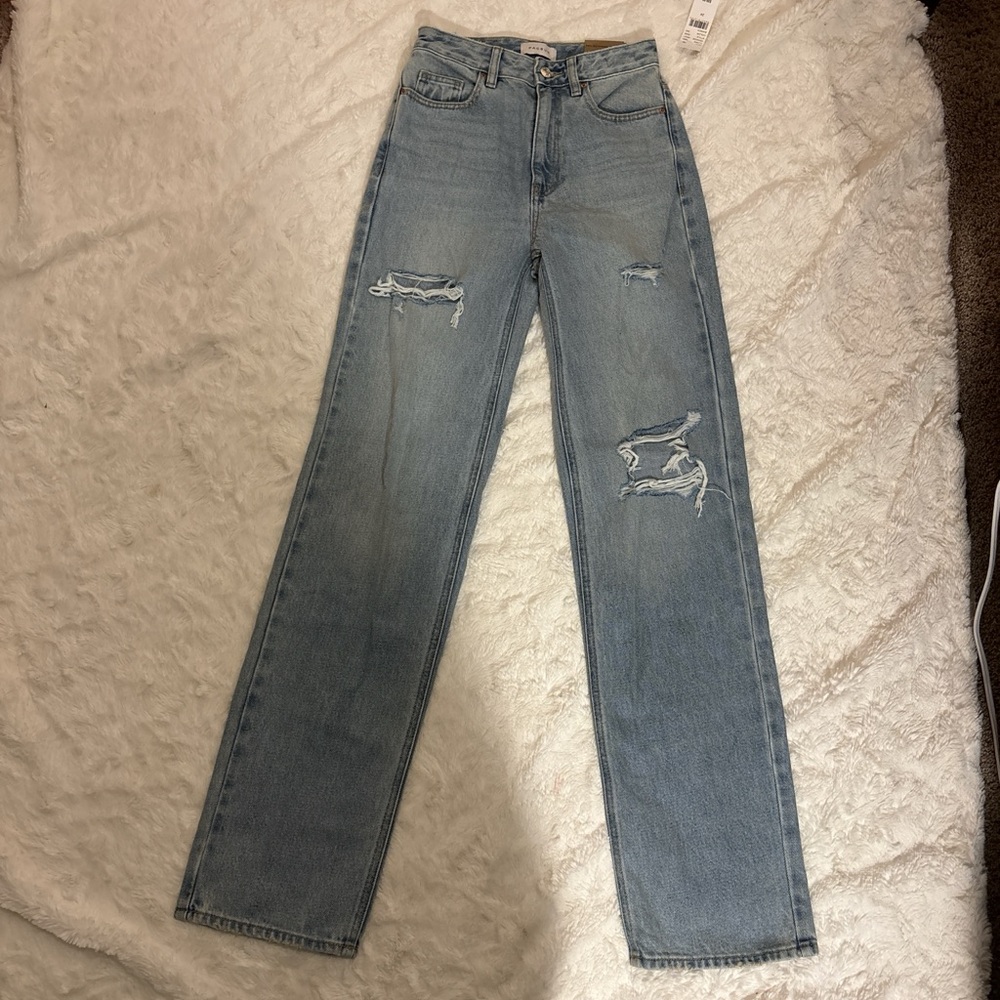 PacSun Light Blue Distressed Straight Leg Jeans